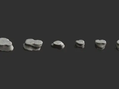 Short Flat Rocks - White 1 Low-poly 3D model