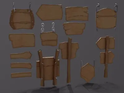 FANTASY Sign pack Free low-poly 3D model