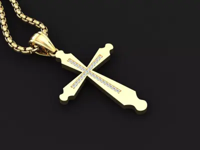 High Cross Pendant Light Gold 18K 3CP006 3D print model