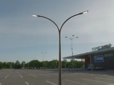 Street Light 12 version 12 6m with pole 4 Low-poly 3D model