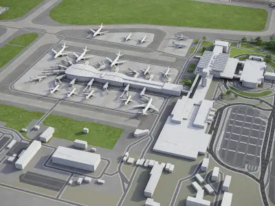 Bucharest Airport Low-poly 3D model