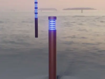 Dark Red Light-Column -16- Street-Light 9 Low-poly 3D model