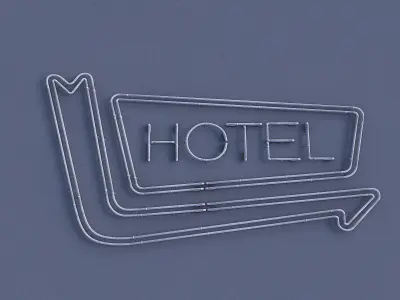 Hotel Neon Sign Low-poly 3D model