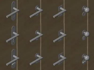 Single Door - Horizontal Lines -12 Handles - Revit 2020  3D model