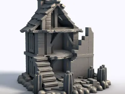 Ruined Houses Collection 6 Abandoned Building  3D model