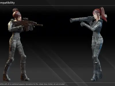 Scifi Scout Liz Low-poly 3D model