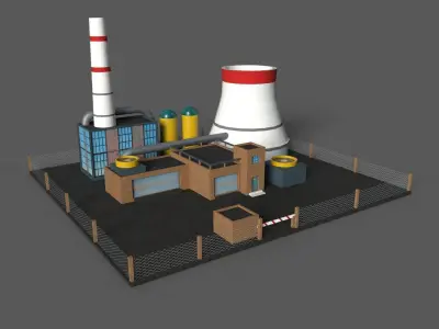 Cartoon Power Plant model Low-poly 3D model