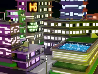 The Night City - Blender Low-poly 3D model