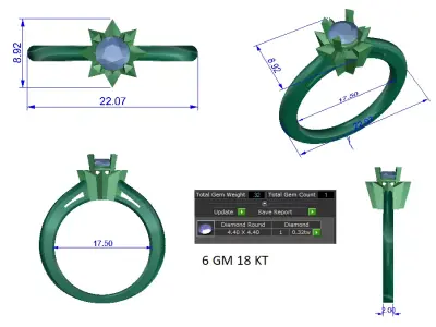 Women Ring  Render 3dm STL OBJ FBX Details 3D print model 120