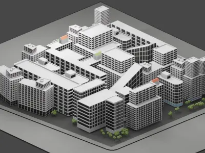 Bloks Street City Center Low-poly 3D model