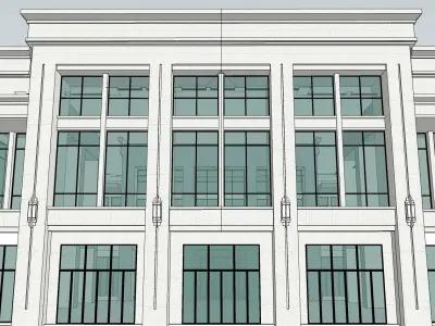 highrise building neoclassical podium 3d model 3D model