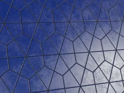 Modern Glossy Cobalt Blue Irregular Polygonal Tiles PBR Seamless Texture