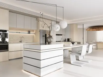 Light colored modern home design 3D model