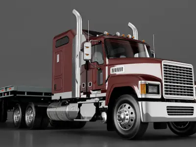  Freight Truck with Flatbed Semi Trailer 