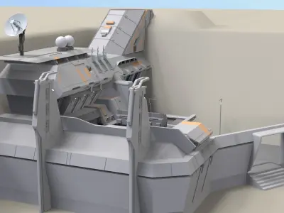 Complex 2 futuristic building 3D model