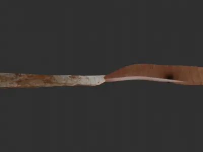 Dinner knife wooden handle rust metal heel Low-poly 3D model
