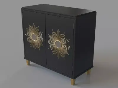 Starburst Two Door Cabinet Navy Gold 3D model