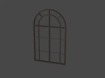 Old Wood Arched Window Free low-poly 3D model