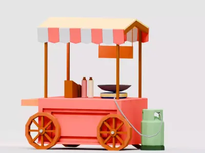 Amusement Park - Food Cart 2 Low-poly 3D model