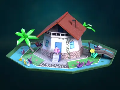 House hat Low-poly 3D model