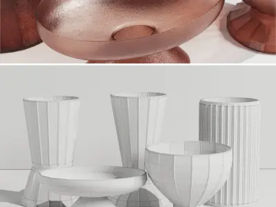 Red Glass vase 01 Low-poly 3D model