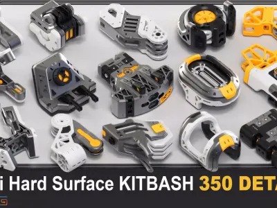 Hard Surface Sci-Fi Kitbash 350 DETAILS 3D model