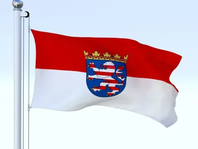 Animated Hesse German State Flag Low-poly 3D model