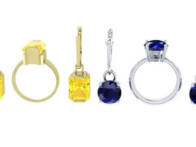 Ring boutique Rectangular and Round set 3D print model