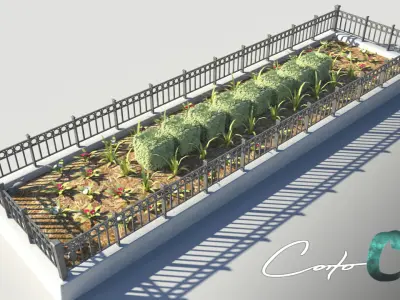 Fenced Planter Bed 3D model