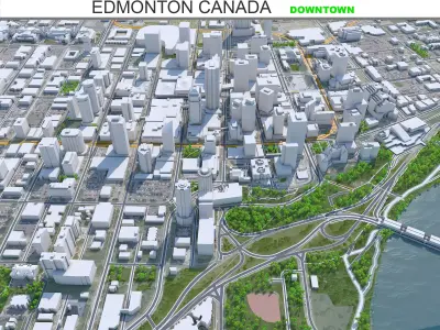 Edmonton Downtown Canada Low-poly 3D model