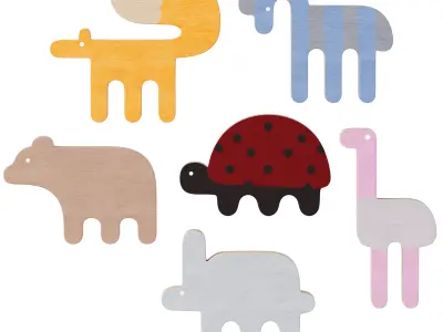 Animal Shaped Kids Furniture Handles and Wall Hooks 2 3D model