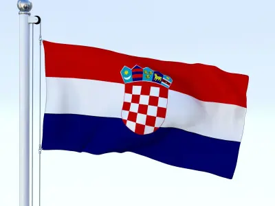 Animated Croatia Flag Low-poly 3D model