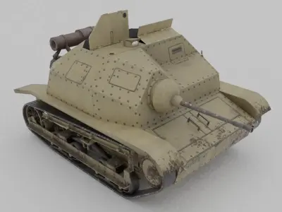 TKS tankette 20mm Low-poly 3D model