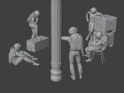 Astronaut sets Low-poly 3D model