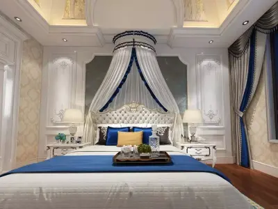 Modern European bedroom Vray 3Dmax modelN18 3D model