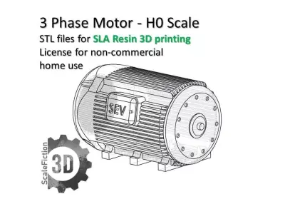 3-Phase Electric Motor H0 Scale - High-Detail SLA STL Model 3D print model