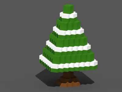 Xmas Tree Voxel - 4 Low-poly 3D model