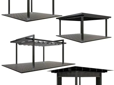 Pergolas two with canopy 3D model