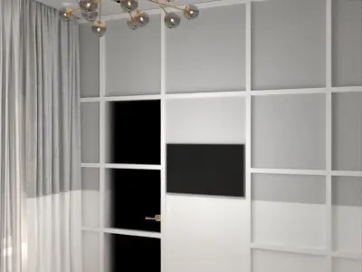 loft room in beige colors 3D model