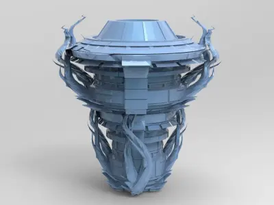 Cthulhu ocean Sci fi Towers collection Low-poly 3D model