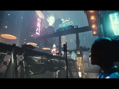 Cyberpunk Japan Holograms Neon Set of 51 Holograms  Low-poly 3D model