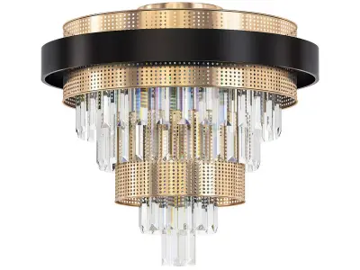 ALSING C edison light flush mount in gold with clear crystals 3D model