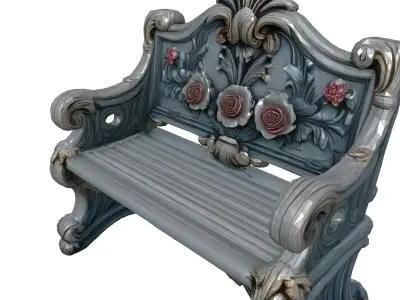 Ornate Carved Rose Garden Bench Low-poly 3D model
