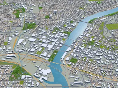 Rockford Illinois USA 35km Low-poly 3D model