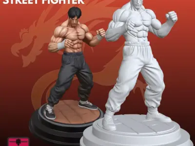 Street Fighter Inspired STL Dynamic Action Figure 3D 3D print model