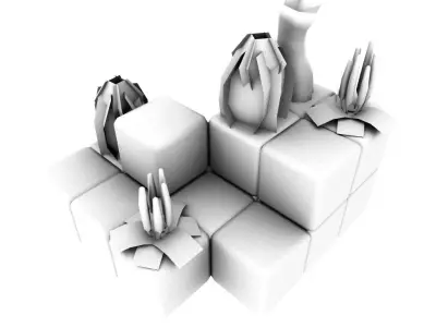 Cube World Level Building Set - Low Poly Hand Painted Low-poly 3D model