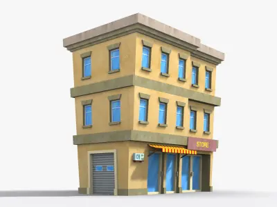 Cartoon Building x1 Low-poly 3D model