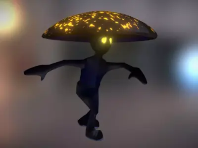 Black Mushroom Low-poly 3D model