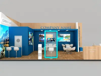 Booth Exhibition Stand Stall 9x9m Height 400 cm 2 Side Open 3D model