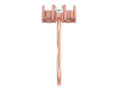 Three Stone Light Weight Band Ring 3D print model 9